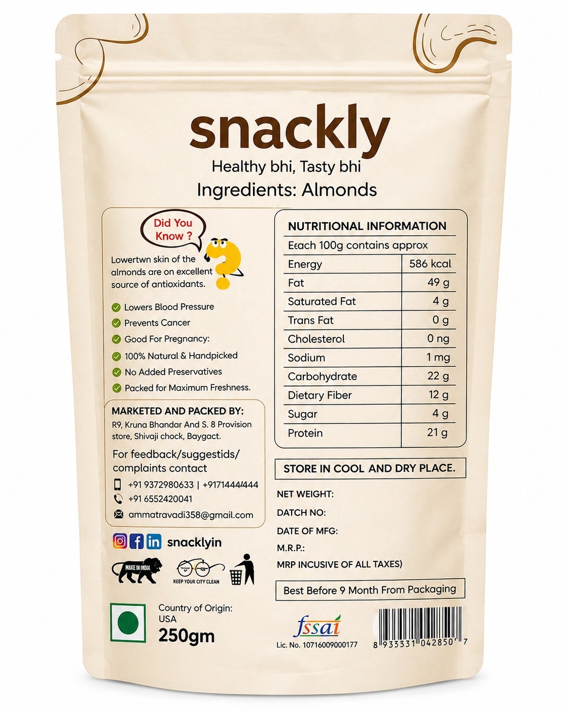 Snackly almonds - Detail View